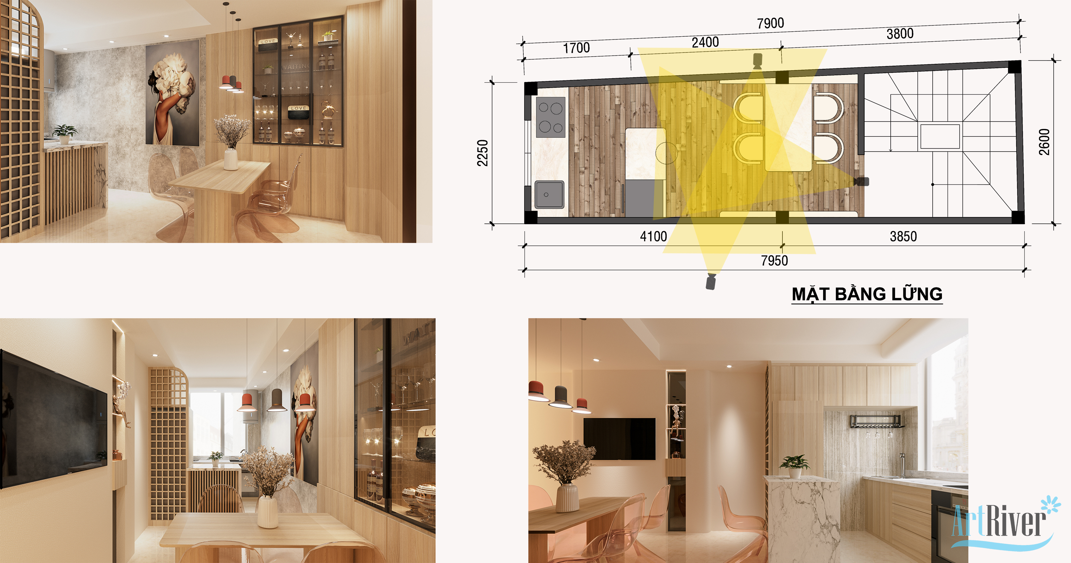 mặt bằng lững nhà 4 tầng