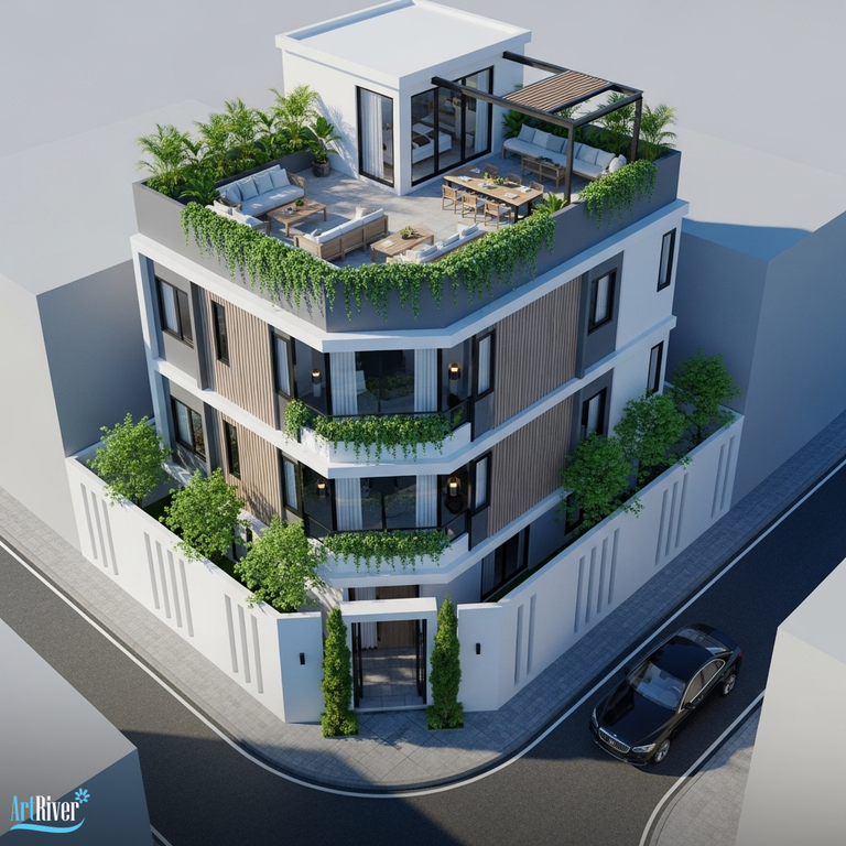 mẫu nhà căn góc 2 mặt tiền