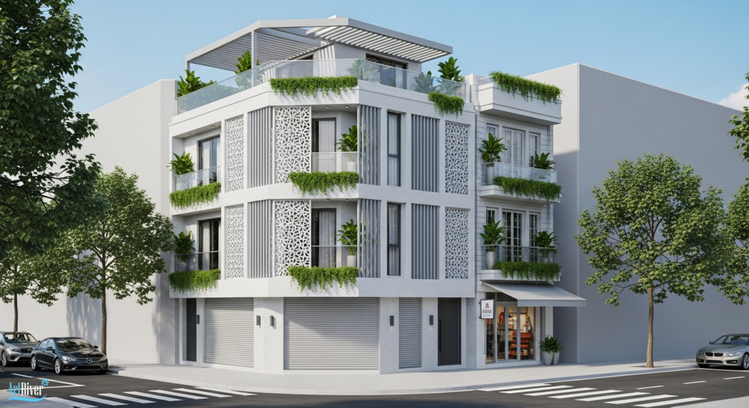 mẫu nhà căn góc 2 mặt tiền
